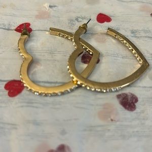 Heart Shaped Earrings with Rhinestone Accents